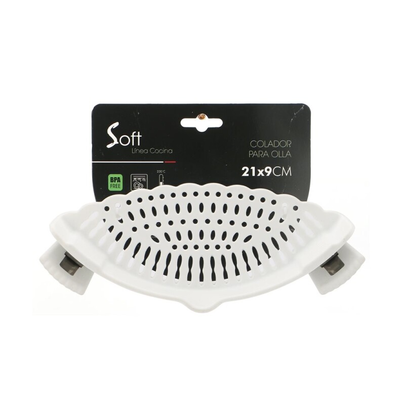 COLADOR SILICONA CON CLIP P/OLLA 21X9CM BLANCO COLADOR SILICONA CON CLIP P/OLLA 21X9CM BLANCO