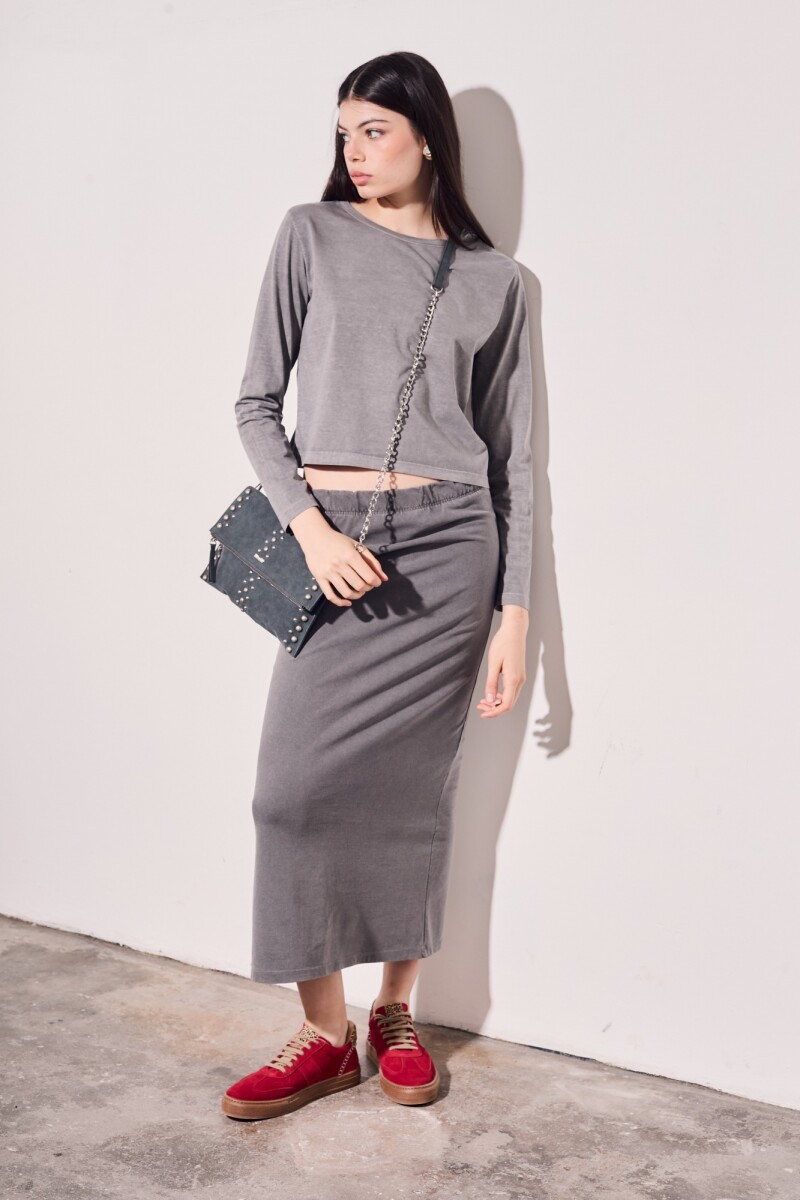 Remera Manga Larga Lavada Grafito