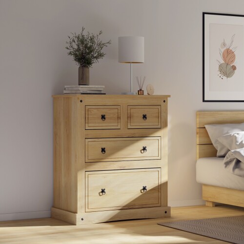 Comoda 4 cajones - Linea mexicana Natural