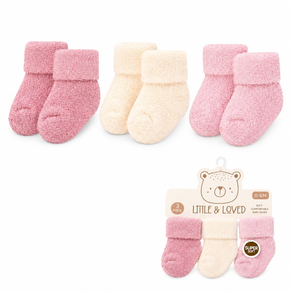 Set x3 medias 0 a 6 meses little & loved rosado