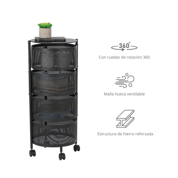 Carro Organizador 4 Estantes Cocina Baño multiuso con Ruedas IMBACK Color Negro Carro Organizador 4 Estantes Cocina Baño multiuso con Ruedas IMBACK Color Negro