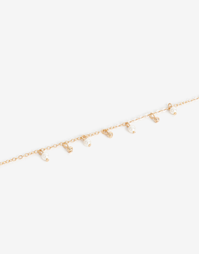 Pulseras Flexibles Perlas Pulsera Metal Con Perla - Dorado