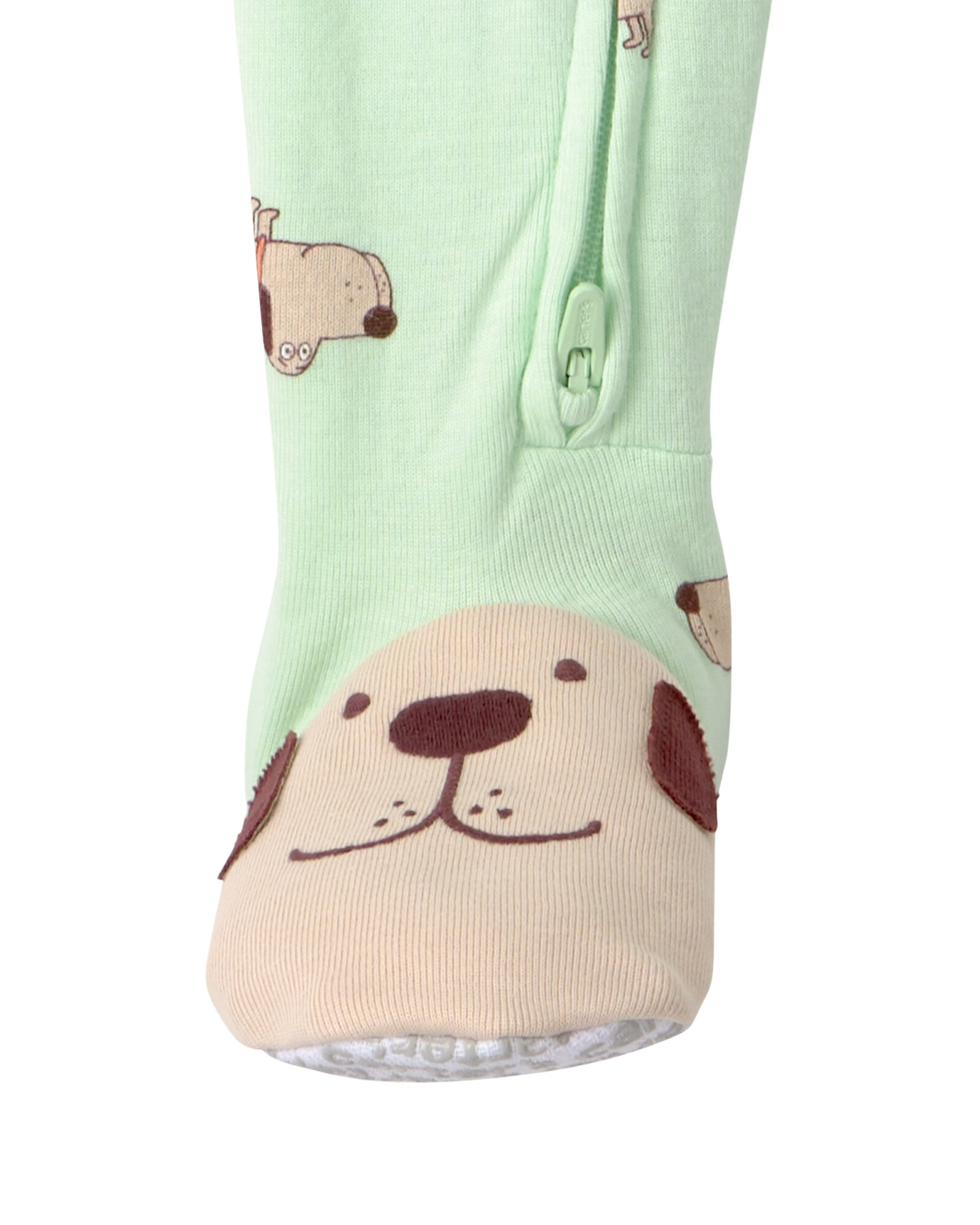 Pijama enterito de algodón con pie, verde, diseño perros. Talles 12-24M Pijama enterito de algodón con pie, verde, diseño perros. Talles 12-24M