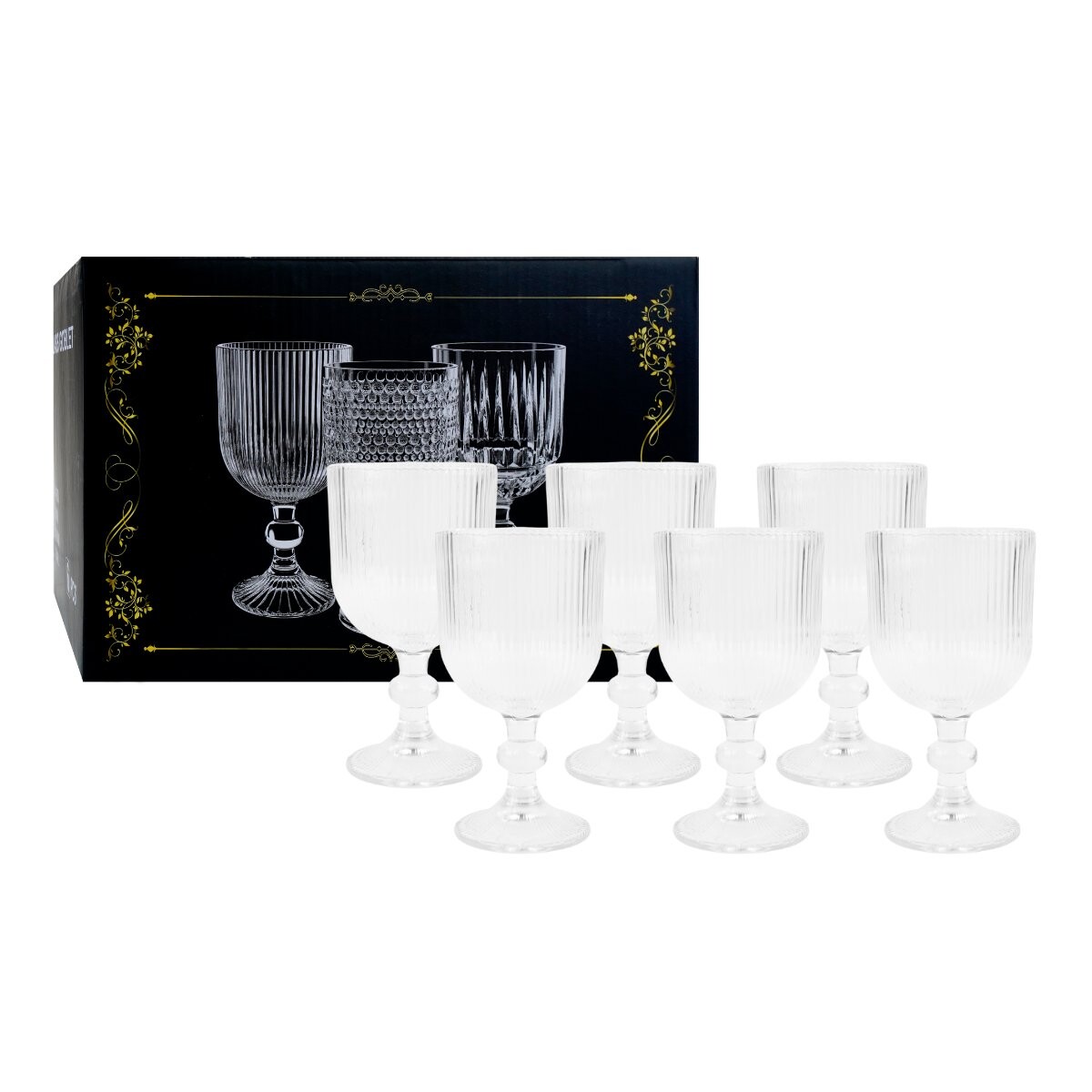 Set de copas de vidrio labrado para agua 6 unidades 300ml 