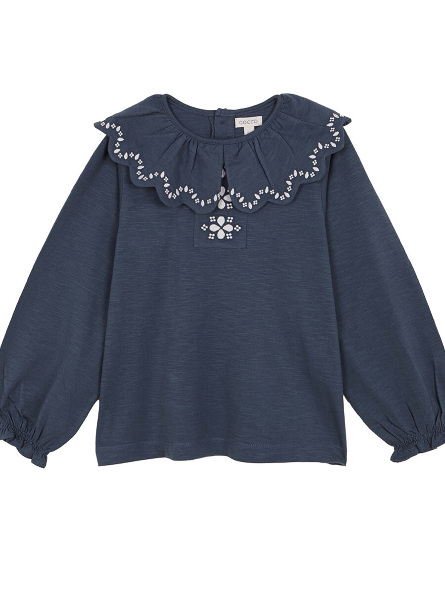 Camiseta Con Bordado Petroleo