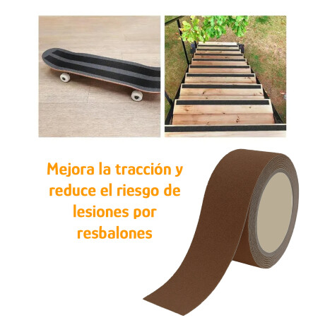 Cinta Antideslizante Adhesiva 5mtsx5cm Escaleras Pisos Rampa Marrón