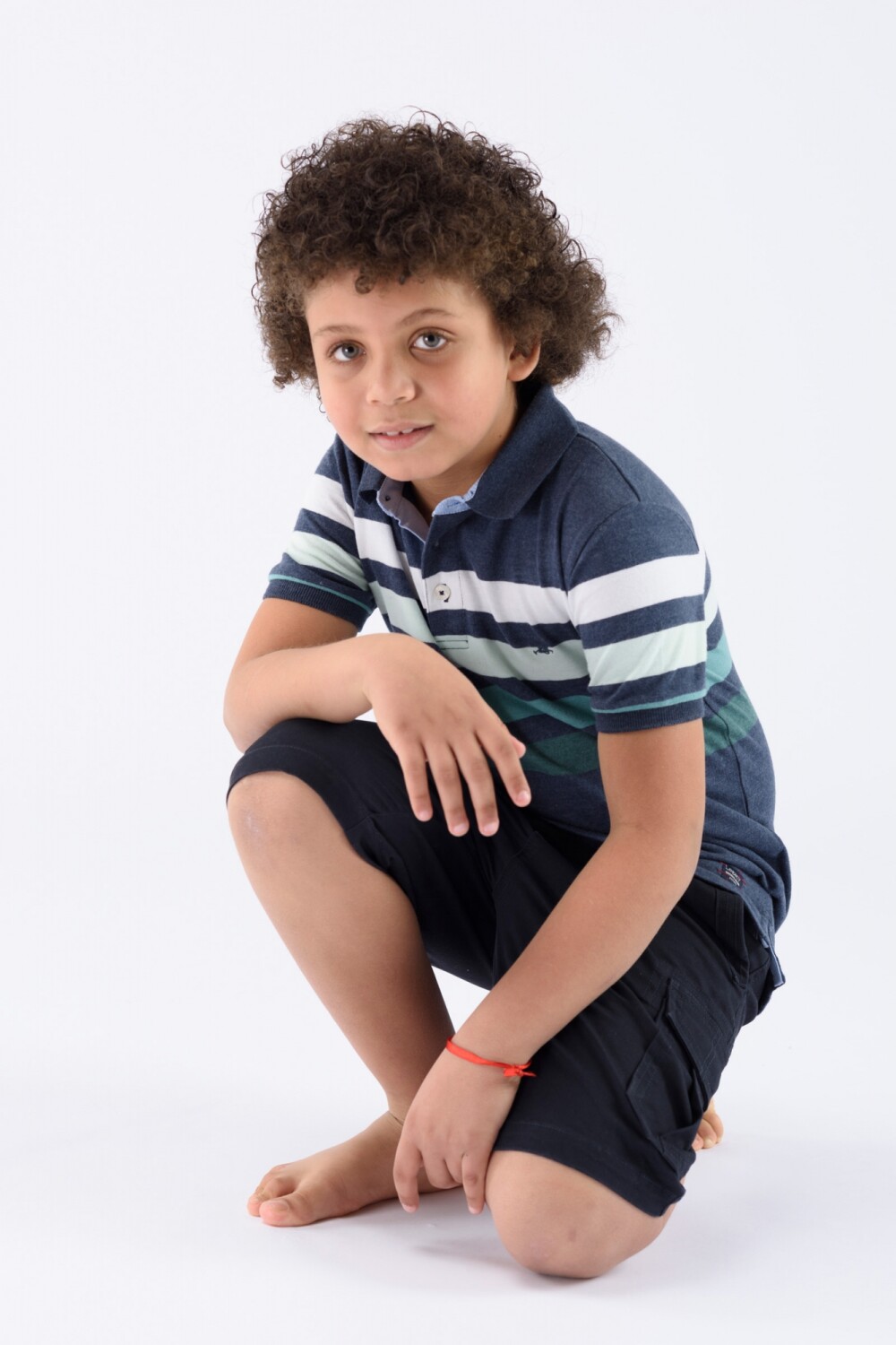 Polo jersey rayada Azul