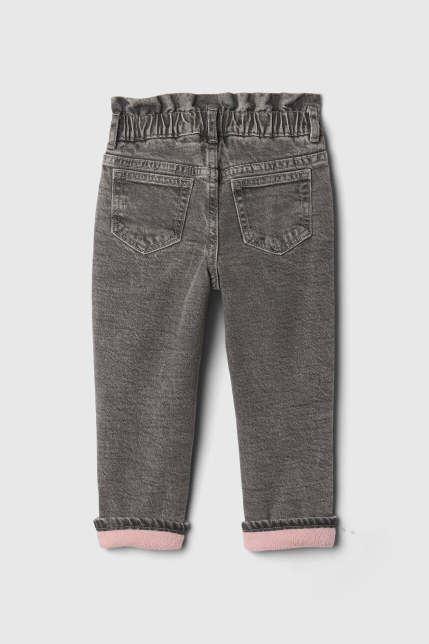 Jean Mom Forrado Toddler Niña Grey Wash