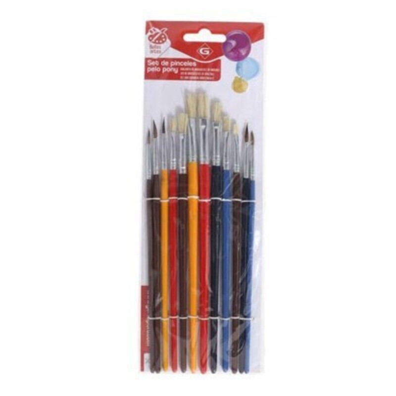 Set 12 Pinceles Pelo Pony/Cerda Srt Col. PINCELES PELO PONY/CERDA SRT COL. X12