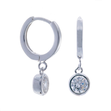 Par de aros de plata 925 con circonia, PUNTO DE LUZ. Par de aros de plata 925 con circonia, PUNTO DE LUZ.