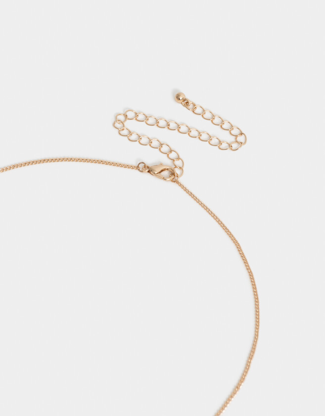 Cadena Corta con Dije Con flores Collar Corto Con Flores - Dorado