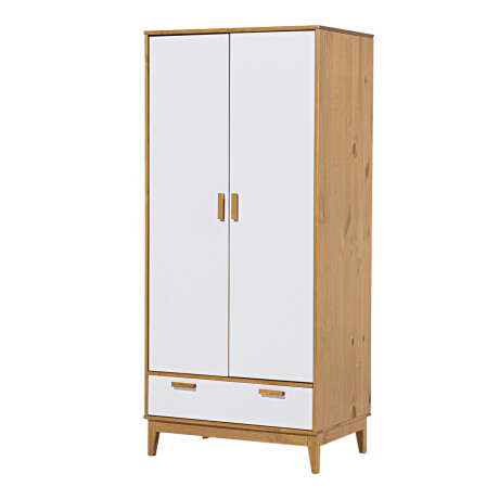 Ropero en madera maciza 2 puertas 1 cajón Blanco