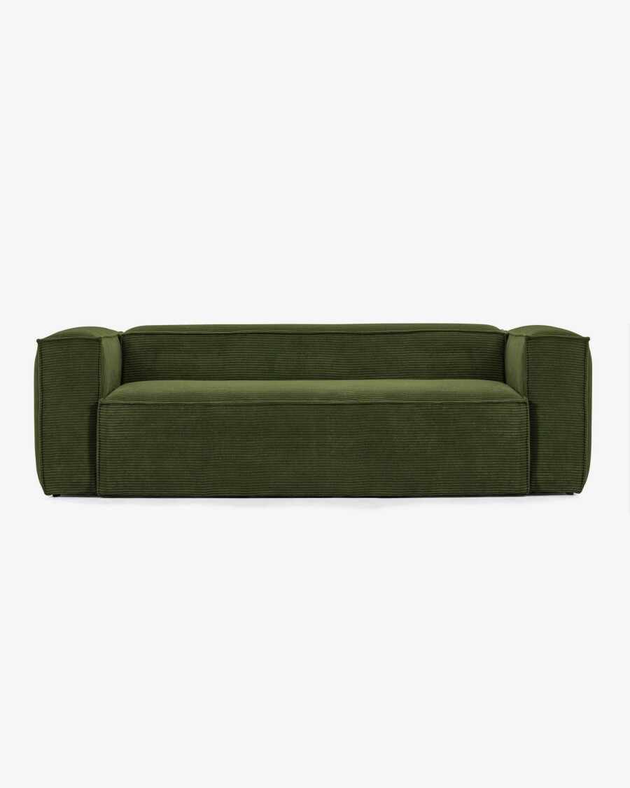 Sofá Blok 3 plazas pana gruesa verde 240 cm