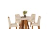 Juego De Comedor 4 Sillas Mesa Redonda - Celeste Beige / Beige