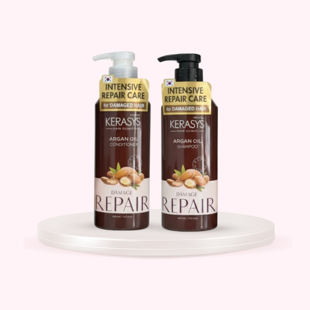 DÚO CAPILAR SHAMPOO + ACONDICIONADOR - Kerasys Argán Oil - (400ml) - Con aceite de argán para cabellos secos y dañados. 