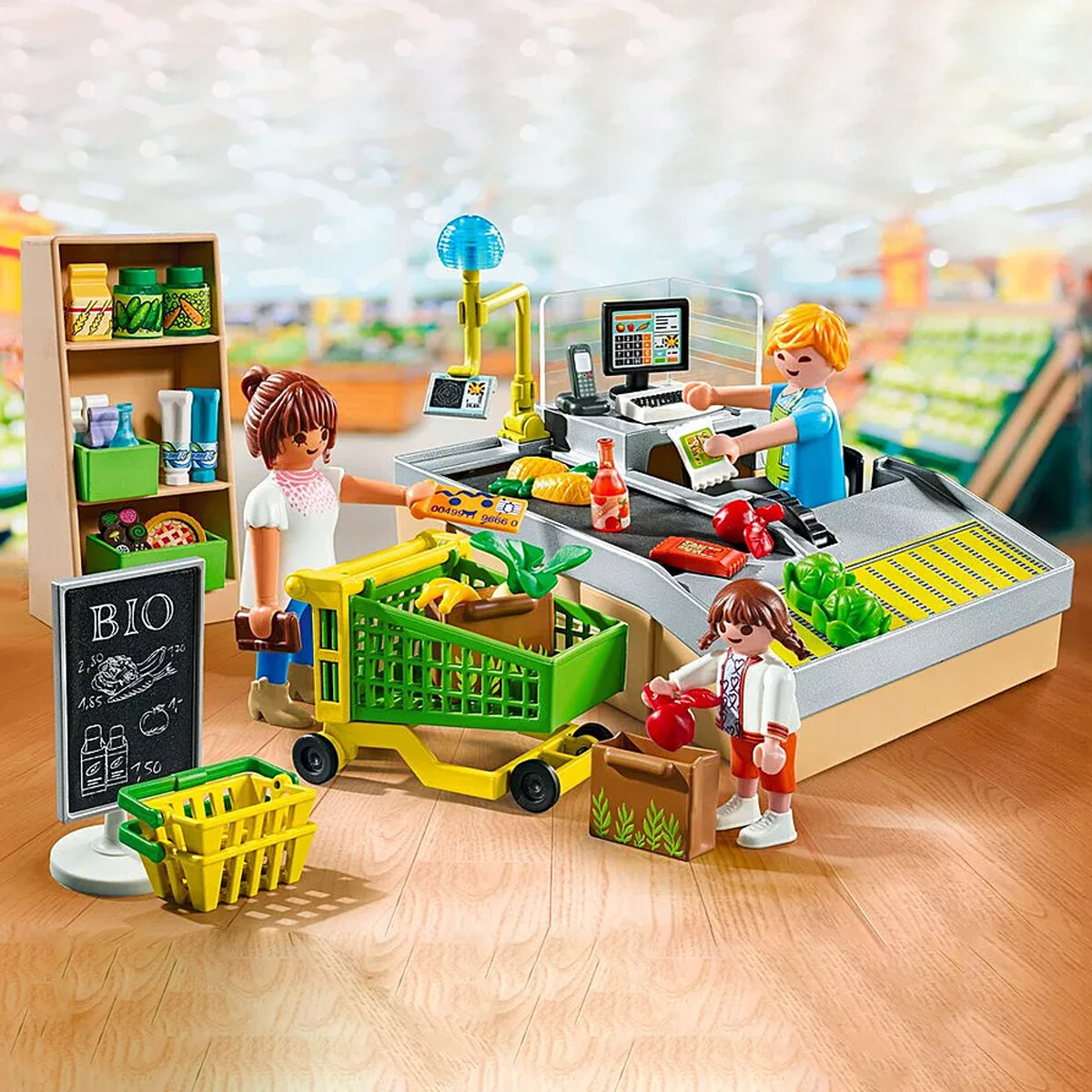 Supermercado con Caja Registradora Playmobil 65 Piezas con Figuras 