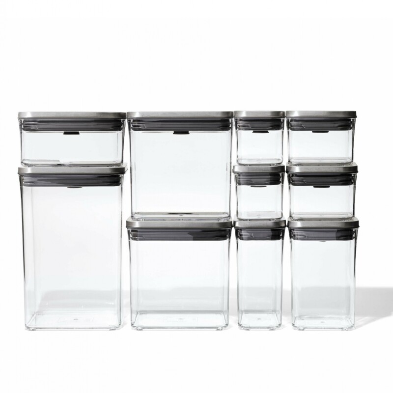 SET 10 CONTENEDORES TAPA EN ACERO + CUCHARA MEDIDORA + ETIQUETAS OXO SET 10 CONTENEDORES TAPA EN ACERO + CUCHARA MEDIDORA + ETIQUETAS OXO