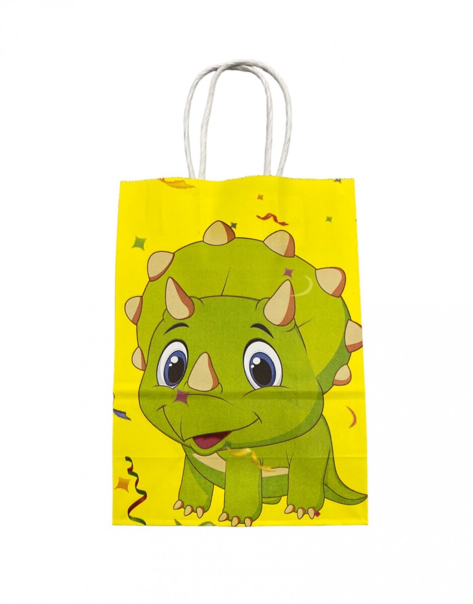 Bolsa con Asa N°2 21x15x8 - Amarillo con Dinosaurio 