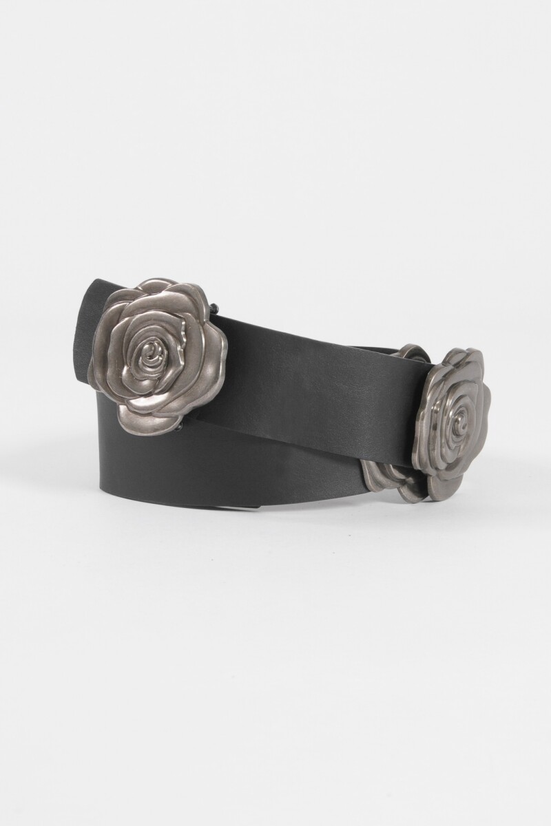 Cinturón detalles rosas negro
