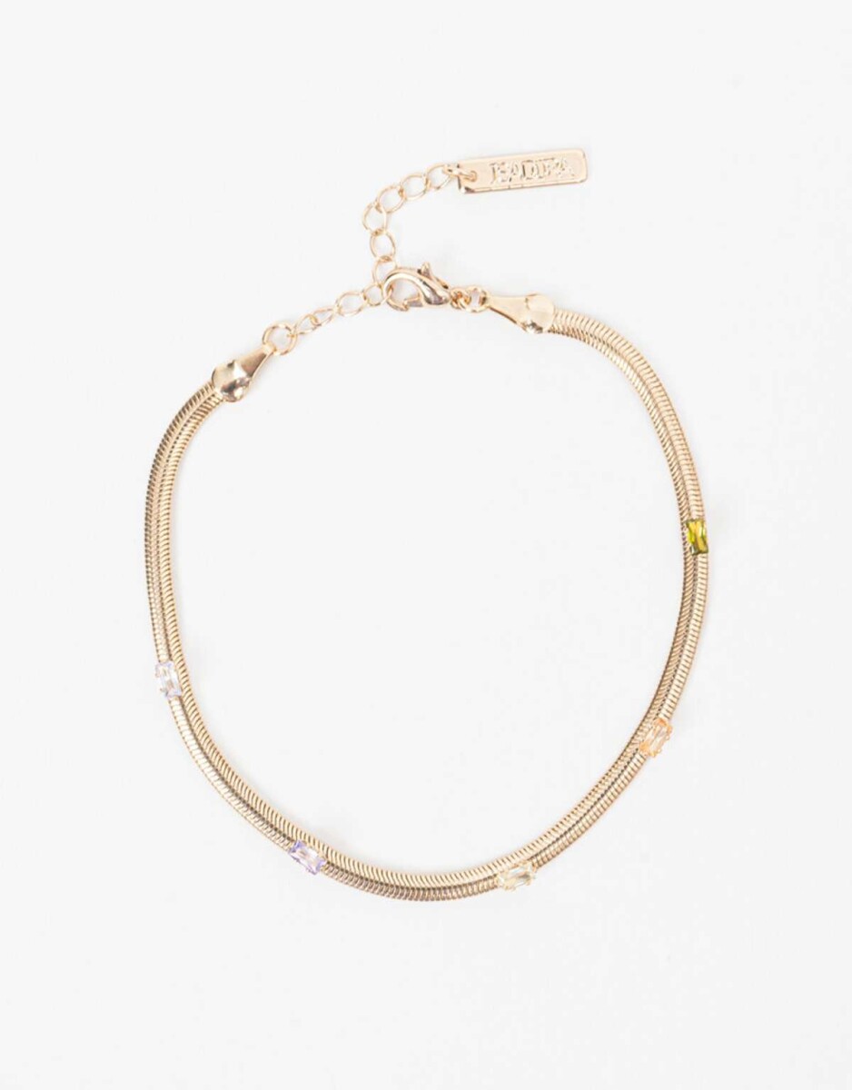 Pulsera Flexible Con Cubic Zirconia - Dorado 