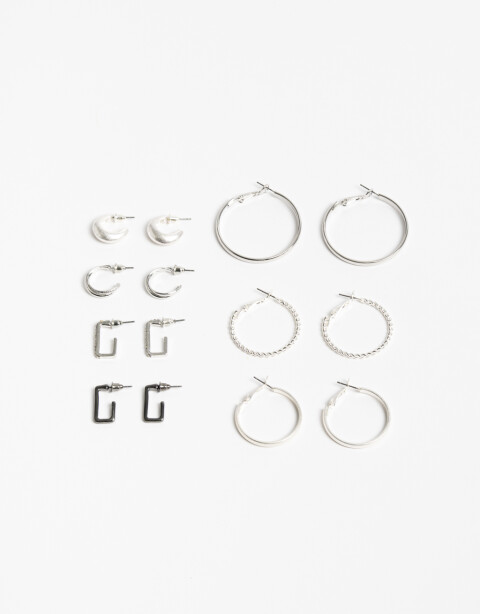 Aros Sets Set 7 Pares De Aros Mix Baños - Plateado Rodio