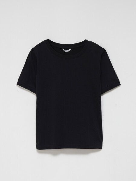 Camiseta manga corta de rib con puño Negro
