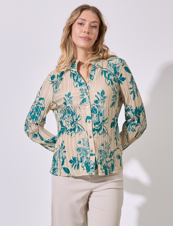 Blusa Plisada Print MULTI/VERDE