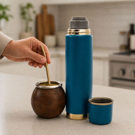 Termo Bala Acero Inoxidable 750Ml Mantiene Frío Calor Comet Azul Petróleo