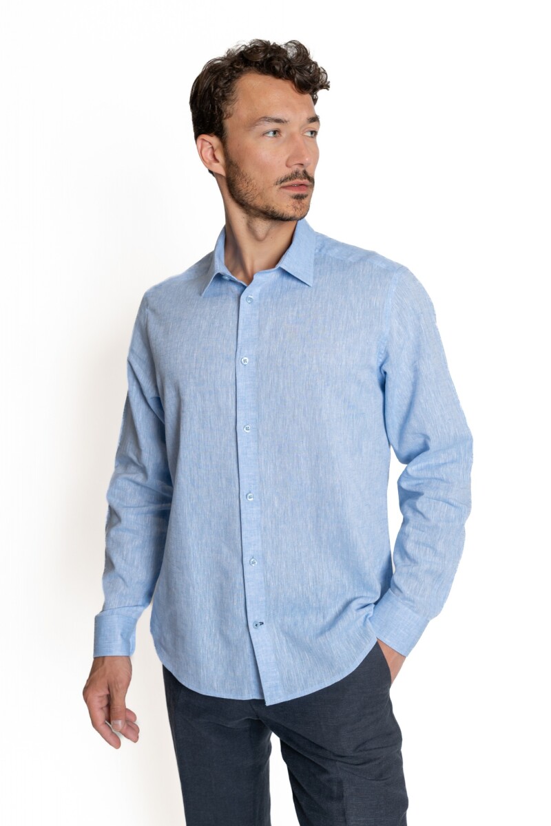 Camisa Lino-Cotton Guarnieri - LIGHT BLUE 