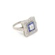 Anillo Estilo Antiguo En Platino, Brillantes Y Zafiros Sinteticos Anillo Estilo Antiguo En Platino, Brillantes Y Zafiros Sinteticos