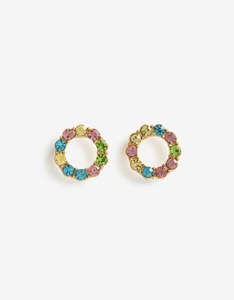 Aros Pasantes Strass Aros Pasantes Arandelas Strass - Dorado