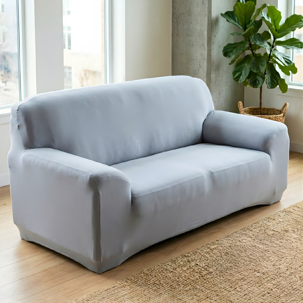 Cubre Sofa Elastico Elastizado Funda 4 Cuerpo Plaza - Variante Color Gris Claro 1 