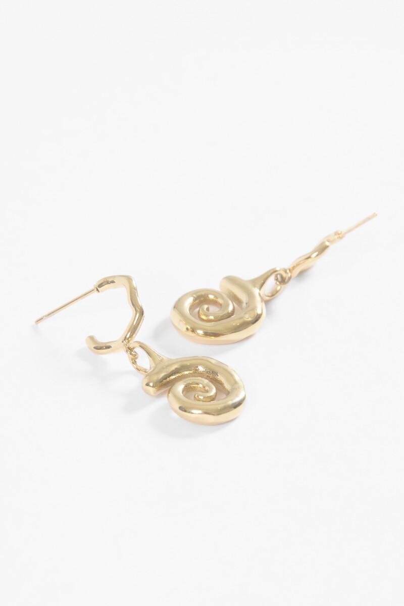 Aros acero con dije espiral dorado