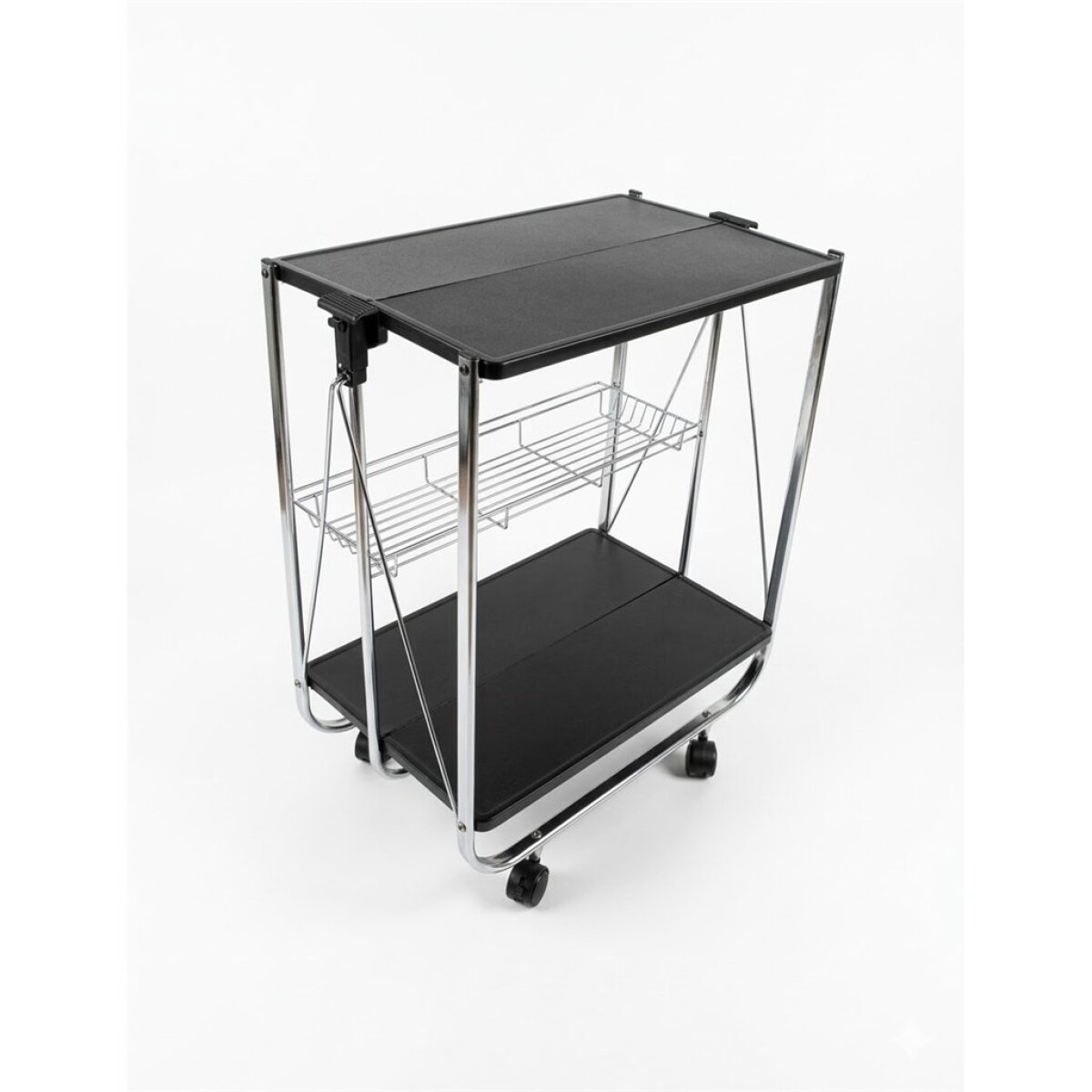 CARRITO PLEGABLE 3NIVELES 40x63x70CM NEGRO Y METAL 