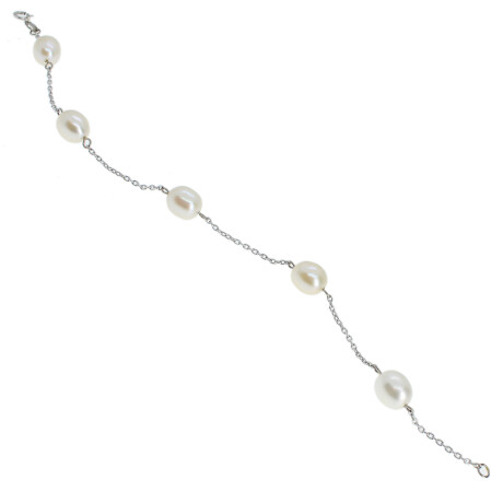 Pulsera de oro blanco 18k y perlas Pulsera de oro blanco 18k y perlas