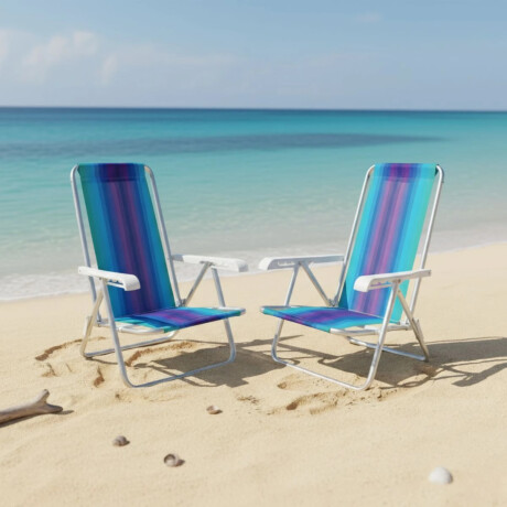 Reposera Silla Reclinable De Playa 8 Posiciones Aluminio Verde Agua/violeta