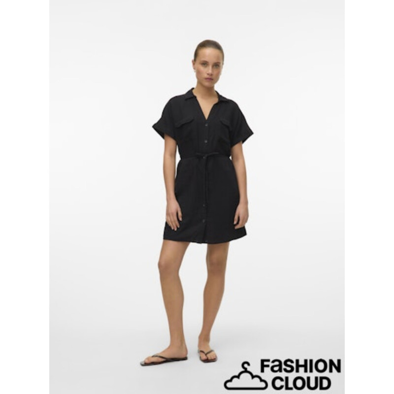 VMLINN SS SHORT SHIRT DRESS WVN NOOS BLACK