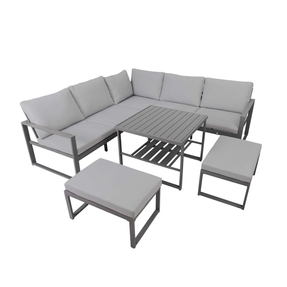 JUEGO DE COMEDOR - ALUMINIO GRIS SIRACUSA (1+2+1) 