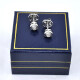 Caravanas En Oro 18K Blanco Y Brillantes Caravanas En Oro 18K Blanco Y Brillantes