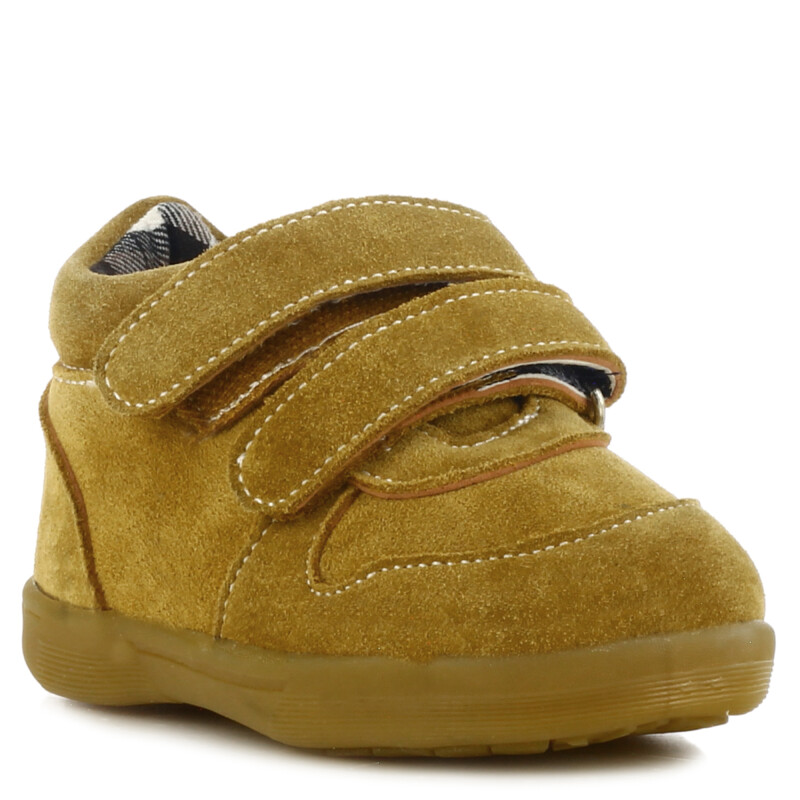 Zapato de Niño Croco Kids COKI de cuero con velcros Tan