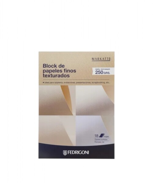 Block c/18 h. Papeles texturados fedrigoni - a4 - 250grs. - Colores surtidos Block c/18 h. Papeles texturados fedrigoni - a4 - 250grs. - Colores surtidos