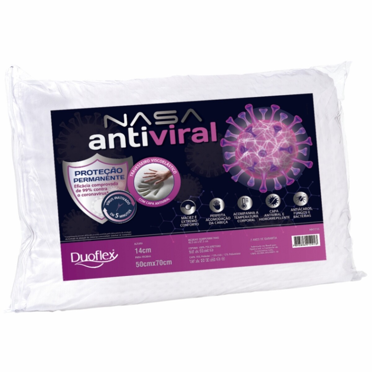 Almohada DF Modelo Nasa Visco Anti virus NN 1115 