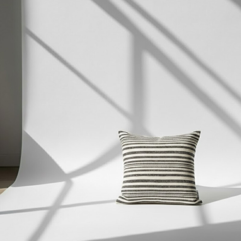 Funda de almohadón algodón 45x45cm Rayas Taupe