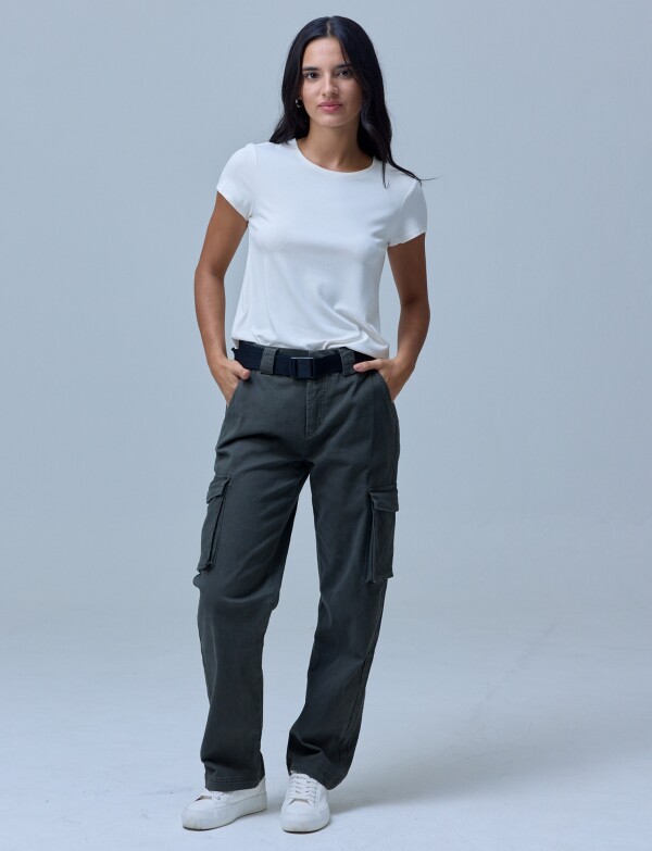 Pantalon Cargo Cinto OLIVA