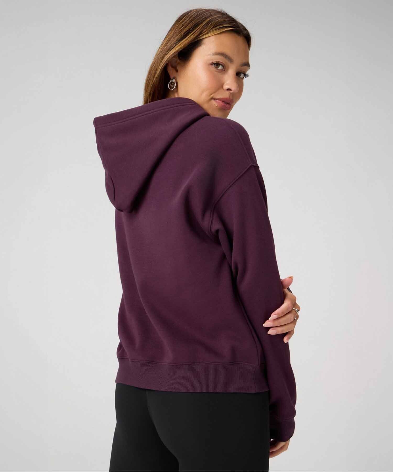 Polera Cozy Fleece Hoodie Mujer Oxblood