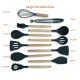 Set Utensilios Cocina Inicial Silicona Madera Plus Gourmet Crema