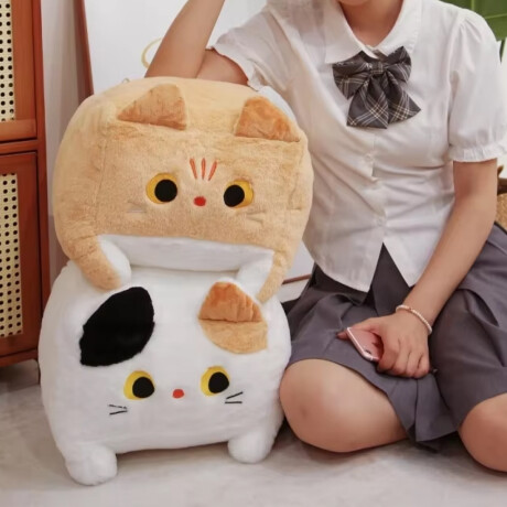 Peluche de gatito cuadrado XL Blanco