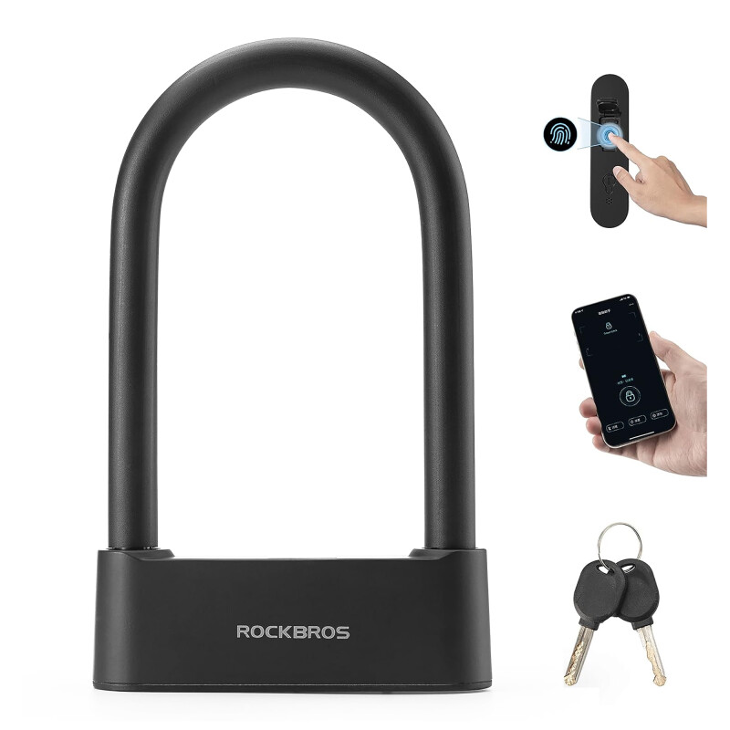 Candado En U Para Bicicleta Rockbros Smart U-Lock Con Huella Candado En U Para Bicicleta Rockbros Smart U-Lock Con Huella