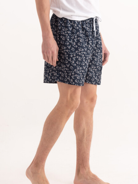 Short de baño estampado Pétalos Azul Marino