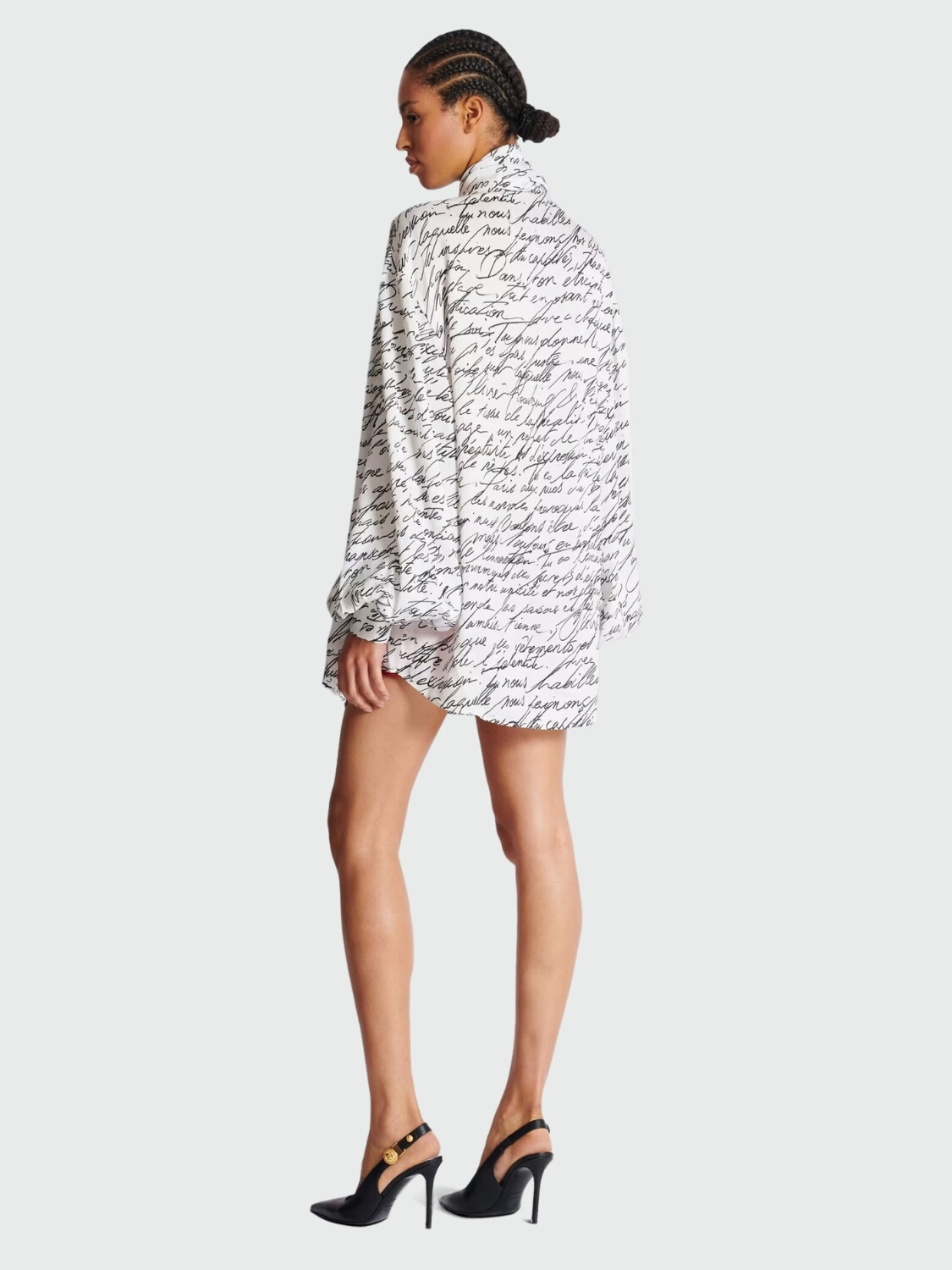 Balmain - Camisa con lazo en el cuello y estampado "Love Letter" Blanco